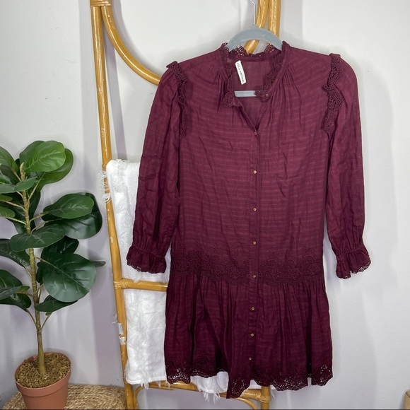 Ulla Johnson Burgundy Lace Dress sz 2